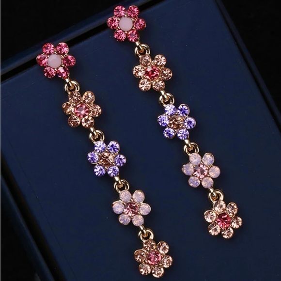 Betsey Johnson Cubic Zirconia Flower Earrings - Picture 5 of 8